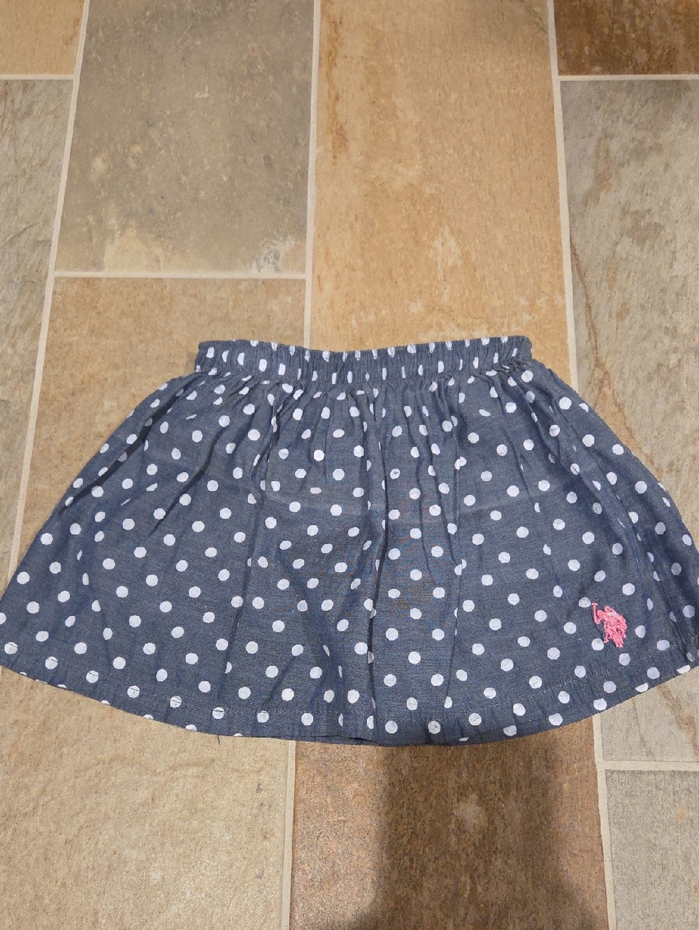U.S. Polo Assn. Navy Polka Dot Waistband Skirt with White Dots